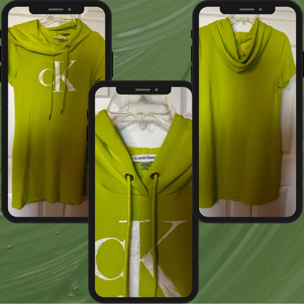 Calvin Klein Bright Green Hoodie Dress